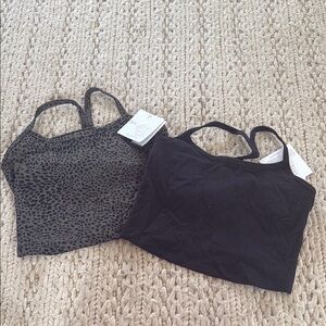 Black and Leopard Print Crop Tops